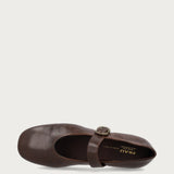 Brown vintage leather ballet flats with strap