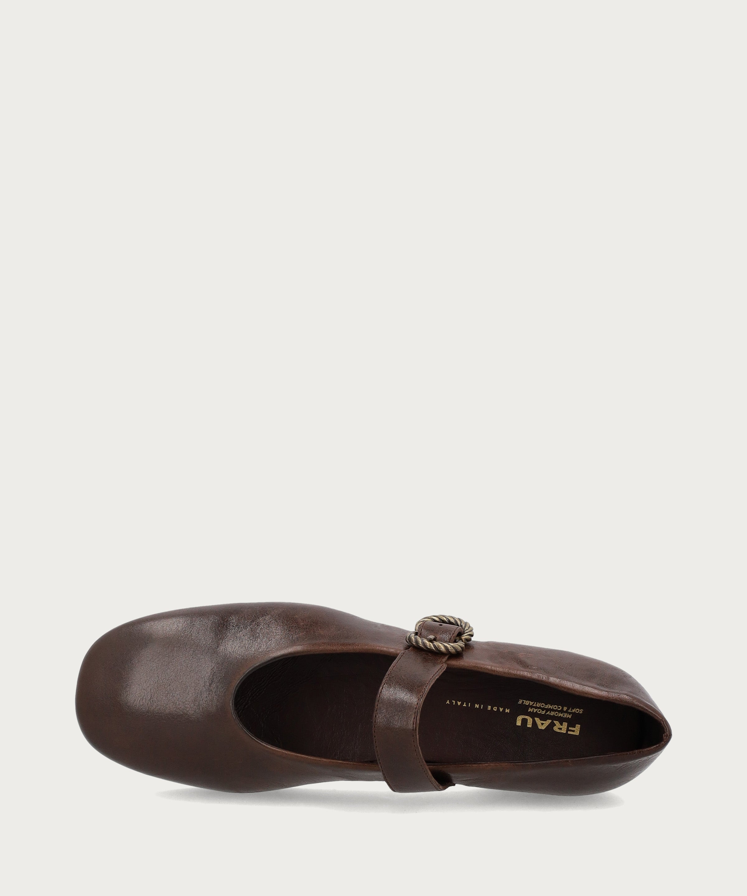 Brown vintage leather ballet flats with strap