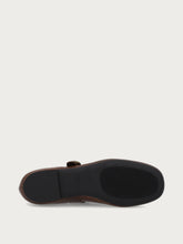 Brown vintage leather ballet flats with strap - Chocolate | FRAU