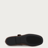 Brown vintage leather ballet flats with strap