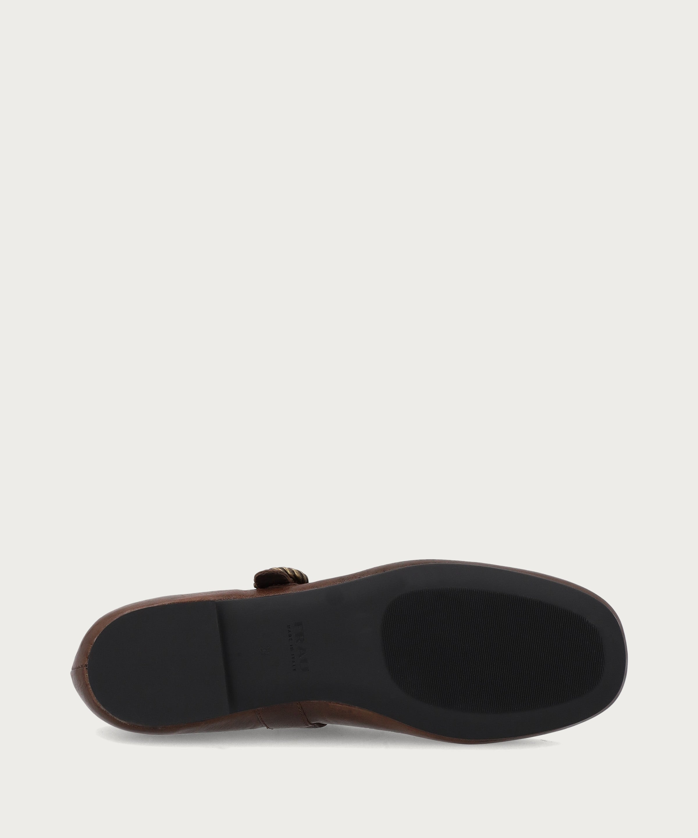 Brown vintage leather ballet flats with strap