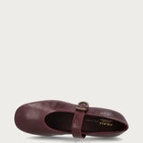 Burgundy vintage leather ballet flats with strap