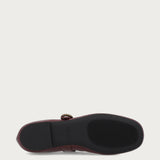 Burgundy vintage leather ballet flats with strap