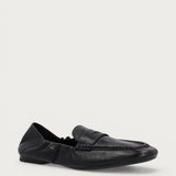 Women's soft black vintage leather loafers