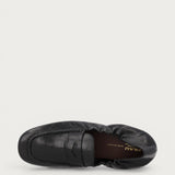 Women's soft black vintage leather loafers