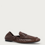 Women's soft brown vintage leather loafers