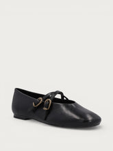 Ballerinas mit doppeltem Riemchen aus Leder in Vintage-Optik in Schwarz - Schwarz | FRAU - 2