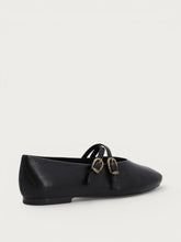 Ballerinas mit doppeltem Riemchen aus Leder in Vintage-Optik in Schwarz - Schwarz | FRAU - 3