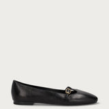 Black vintage leather T-bar ballet flats
