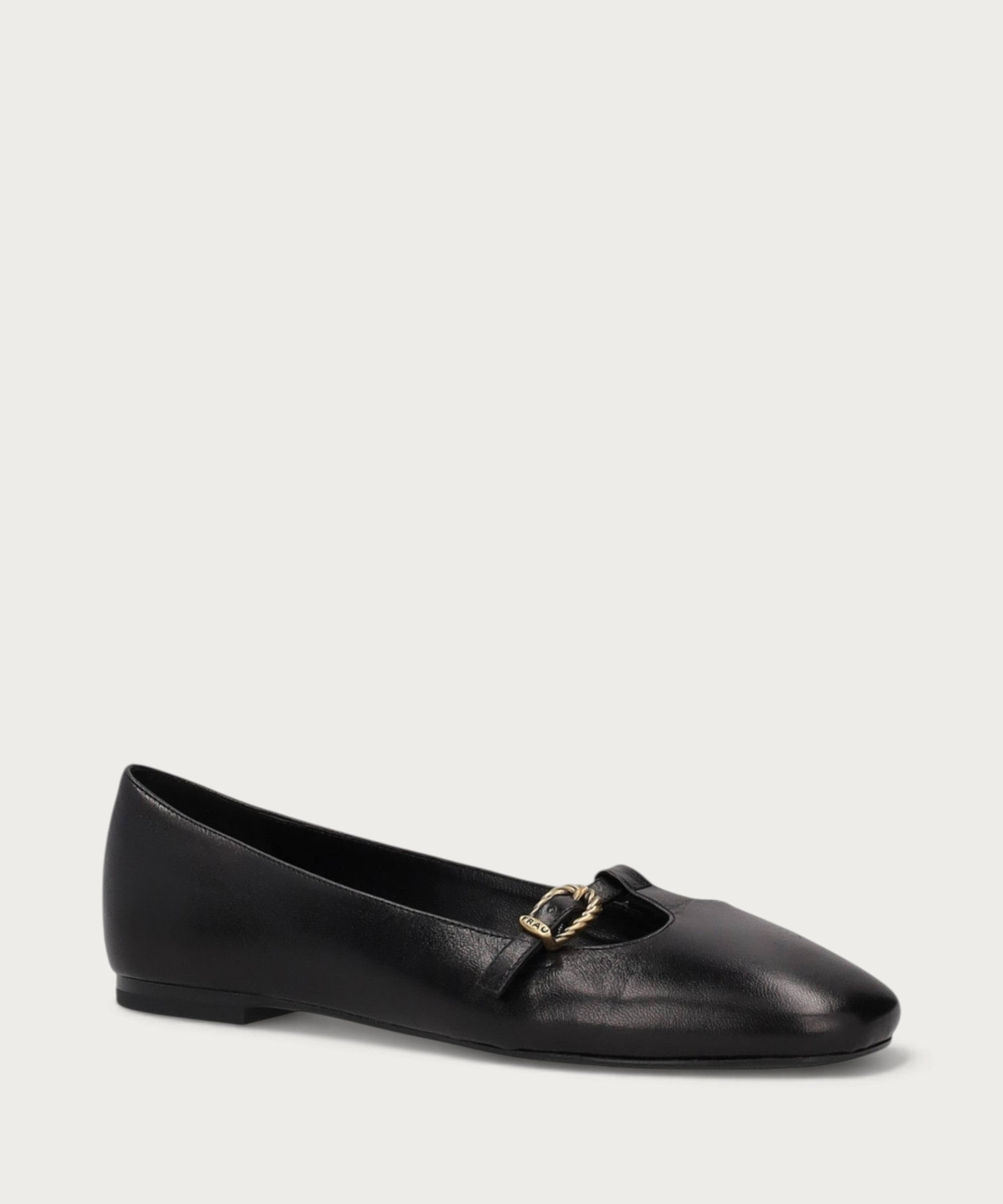 Salomé-Ballerinas aus Leder in Vintage-Optik mit Schwarz