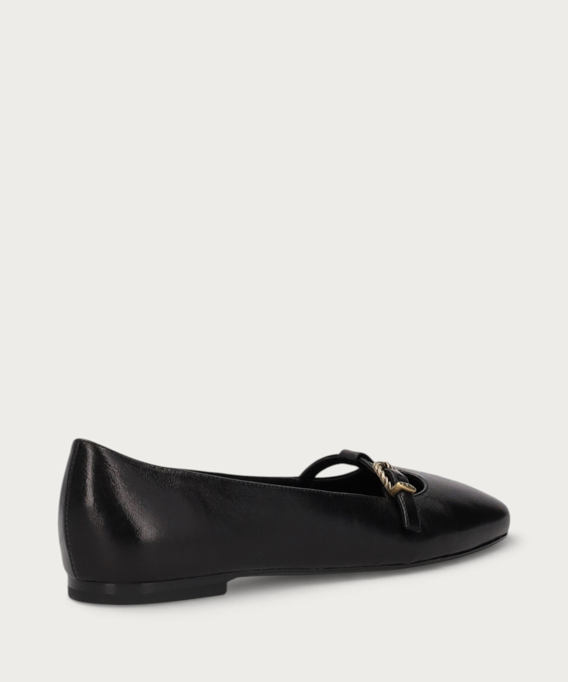 Salomé-Ballerinas aus Leder in Vintage-Optik mit Schwarz