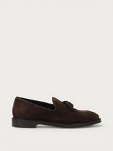 Men's dark brown suede loafers with tassels - Pepper | FRAU