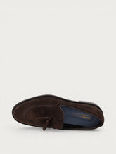Men's dark brown suede loafers with tassels - Pepper | FRAU