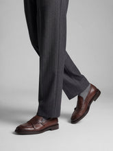 Men's airbrushed brown calfskin double-buckle loafers - Walnut | FRAU