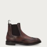 Men’s airbrushed brown leather Beatle boots with wing-tip design