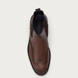 Men’s airbrushed brown leather Beatle boots with wing-tip design