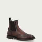 Men’s airbrushed brown leather Beatle boots with wing-tip design