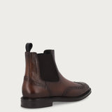 Men’s airbrushed brown leather Beatle boots with wing-tip design