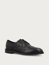 Men's calfskin Oxford shoes with wing-tip design - Black | FRAU