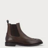 Men's brown calfskin Beatle boots with wing-tip design