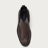 Men's brown calfskin Beatle boots with wing-tip design