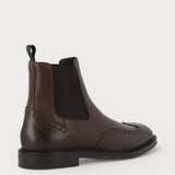 Men's brown calfskin Beatle boots with wing-tip design