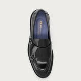 Men's elegant double-buckle loafers in polished black calfskin