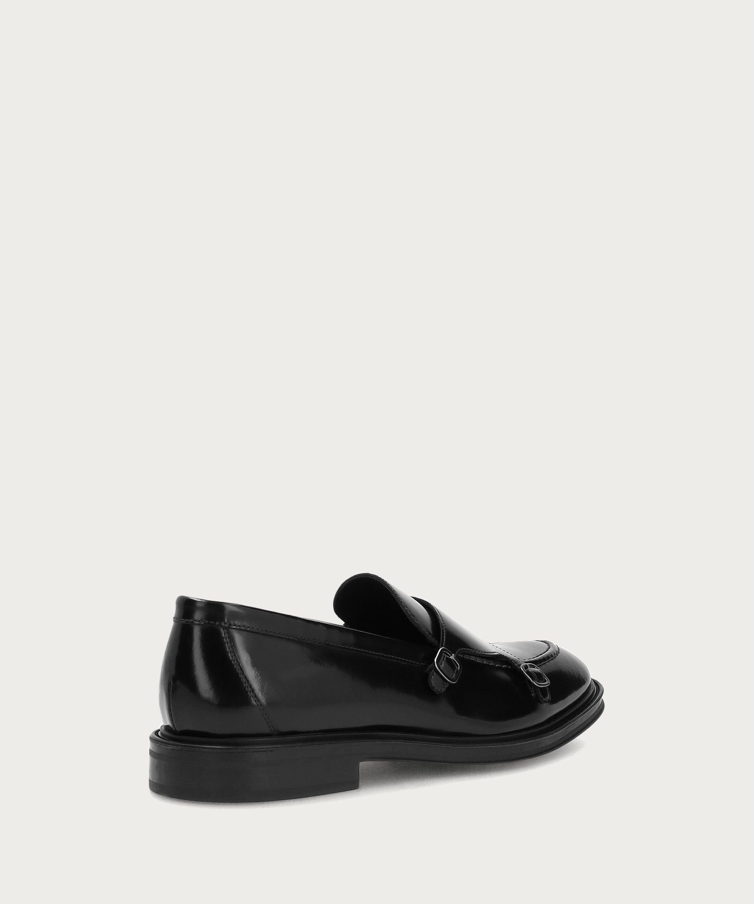 Mocassino doppia fibbia elegante Uomo in pelle lucida di vitello nera