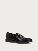 Men's double-buckle loafers in brushed smoky calfskin - Plume | FRAU