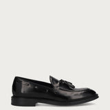 Mocassino con Nappine Elegante Uomo in Pelle di vitello lucida nera