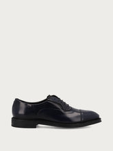 Elegant men's Oxford shoes in polished blue calfskin - Blue | FRAU