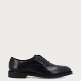 Elegant men's Oxford shoes in polished blue calfskin