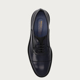 Elegant men's Oxford shoes in polished blue calfskin
