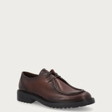 Derby moc-toe uomo in pelle di vitello aerografata marrone