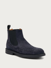 Men's blue suede Beatle boots with wing-tip design - Blue | FRAU