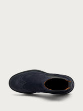 Men's blue suede Beatle boots with wing-tip design - Blue | FRAU