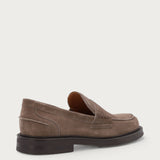 Men's grey suede varsity loafers