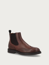 Men's brown leather Beatle boots with wing-tip design - Walnut | FRAU