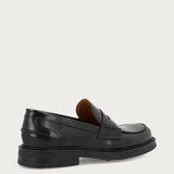 Men's black brushed leather varsity loafers