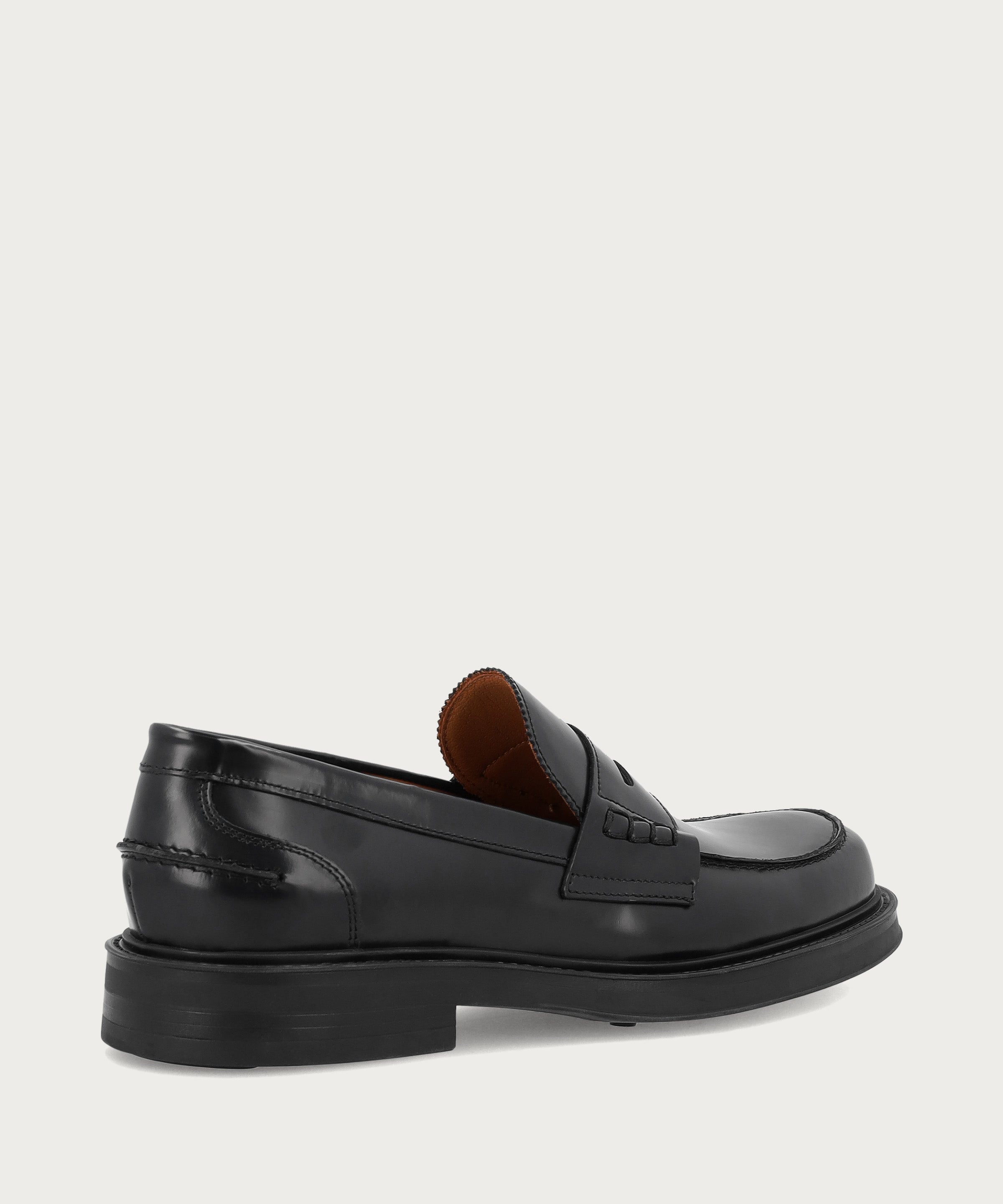 Men's black brushed leather varsity loafers