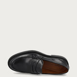 Men's black brushed leather varsity loafers