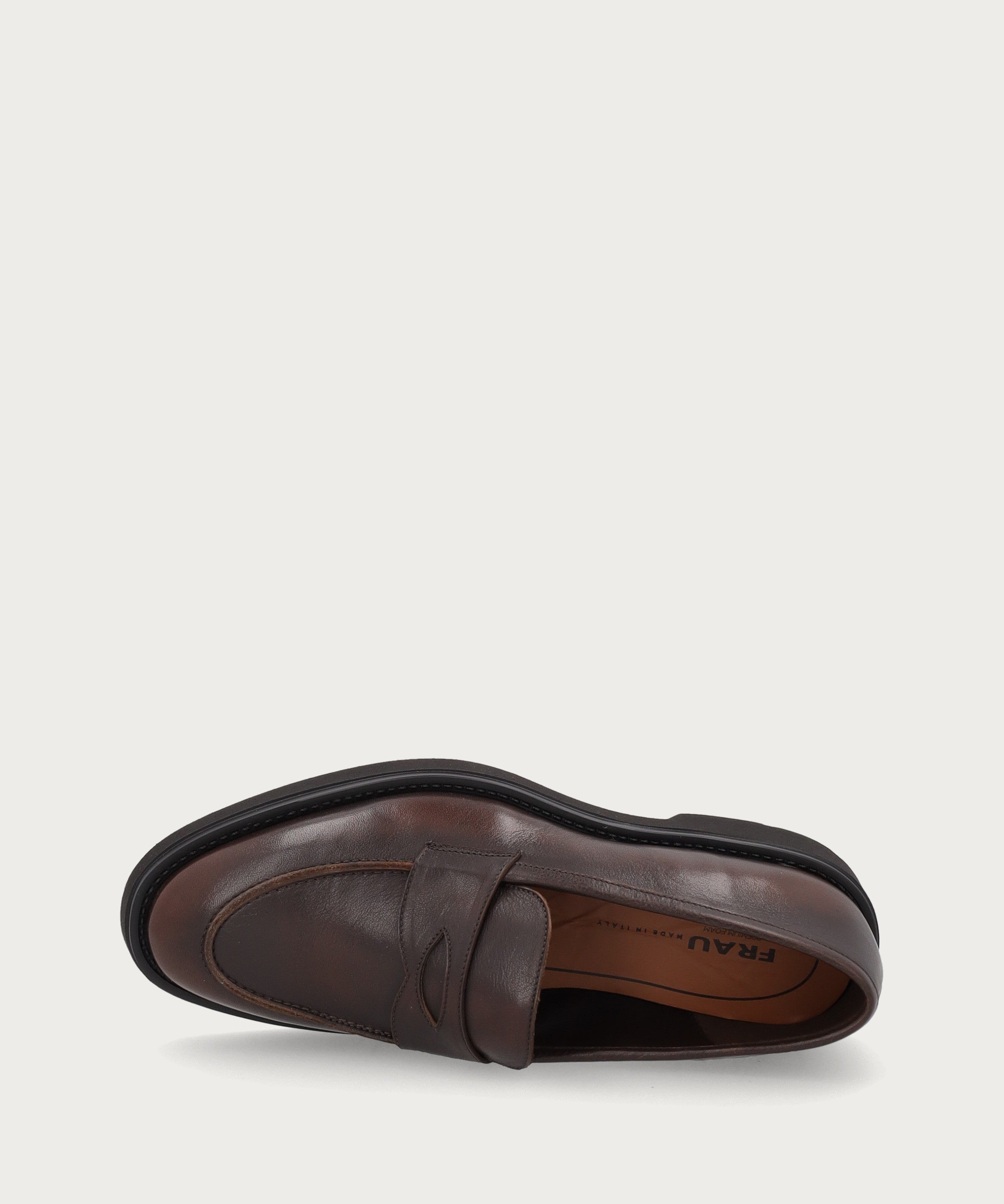 Mocassini uomo in pelle bottalata marrone sfumata con suola leggera