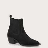 Black distressed-effect suede Texan ankle boots