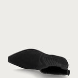 Black distressed-effect suede Texan ankle boots