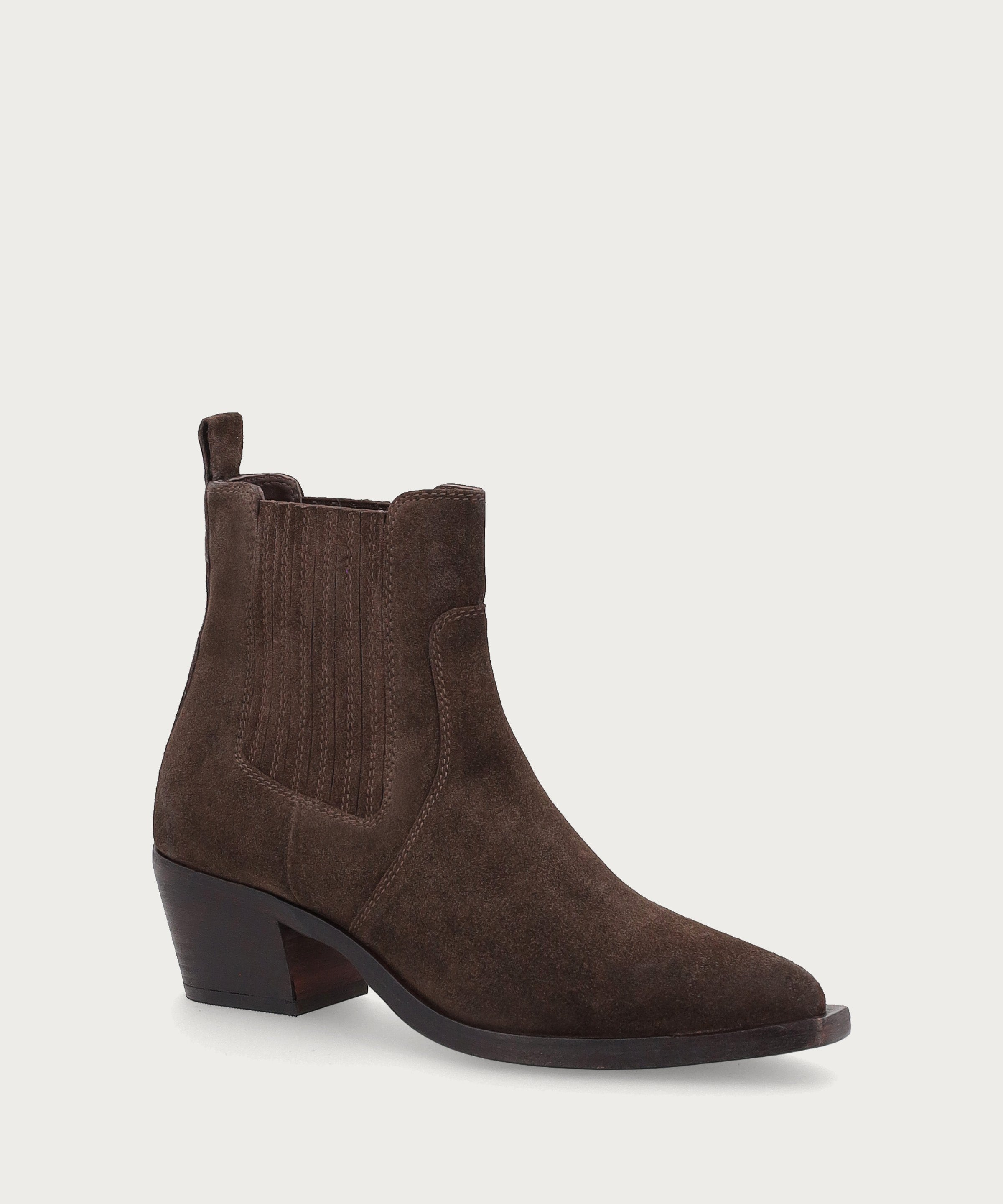 Brown distressed-effect suede Texan ankle boots
