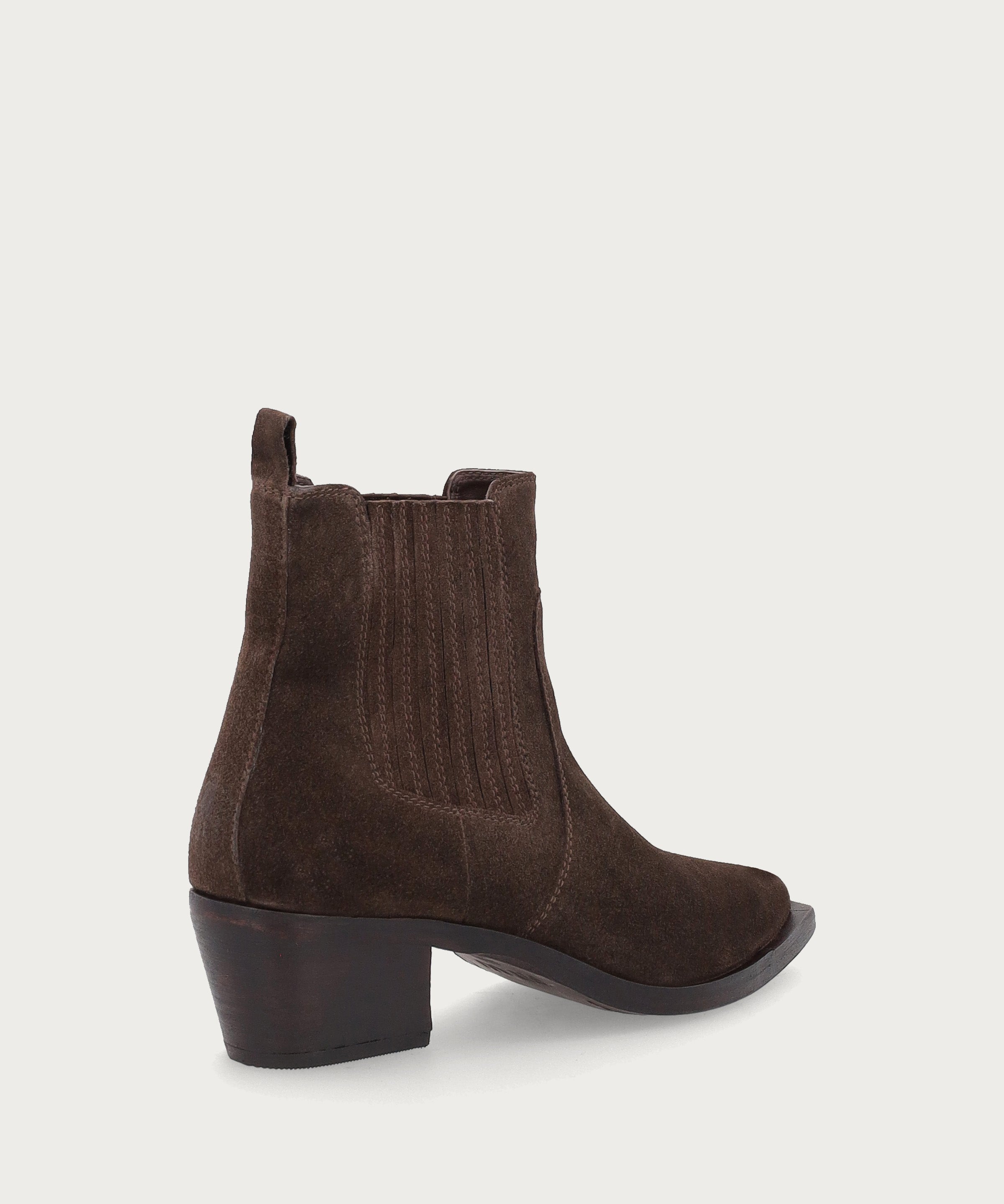 Brown distressed-effect suede Texan ankle boots
