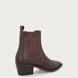 Brown distressed-effect leather Texan ankle boots