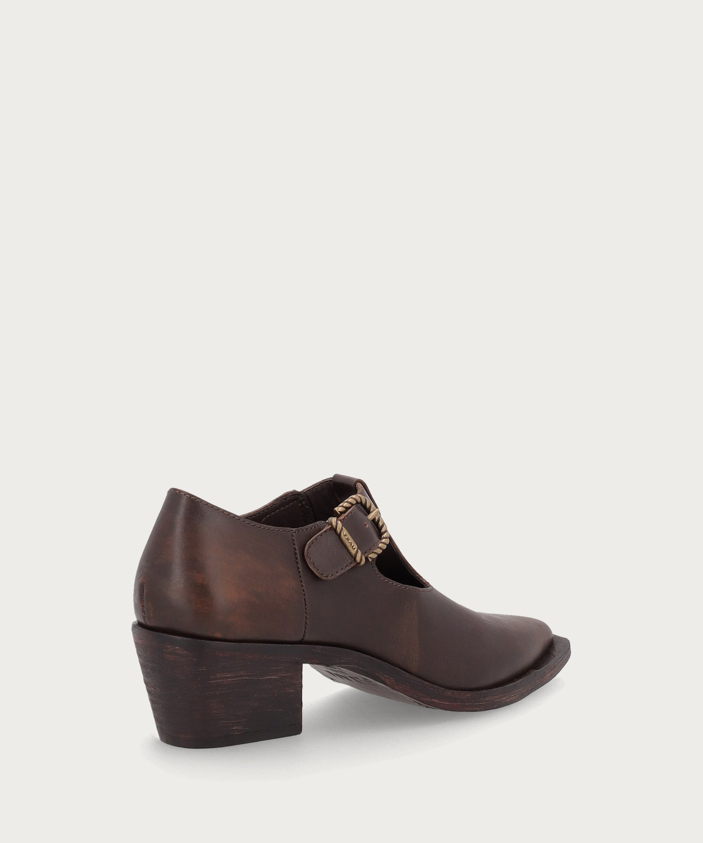 Schuhe mit Absatz im texanischen Stil aus Leder in Vintage-Optik in Braun