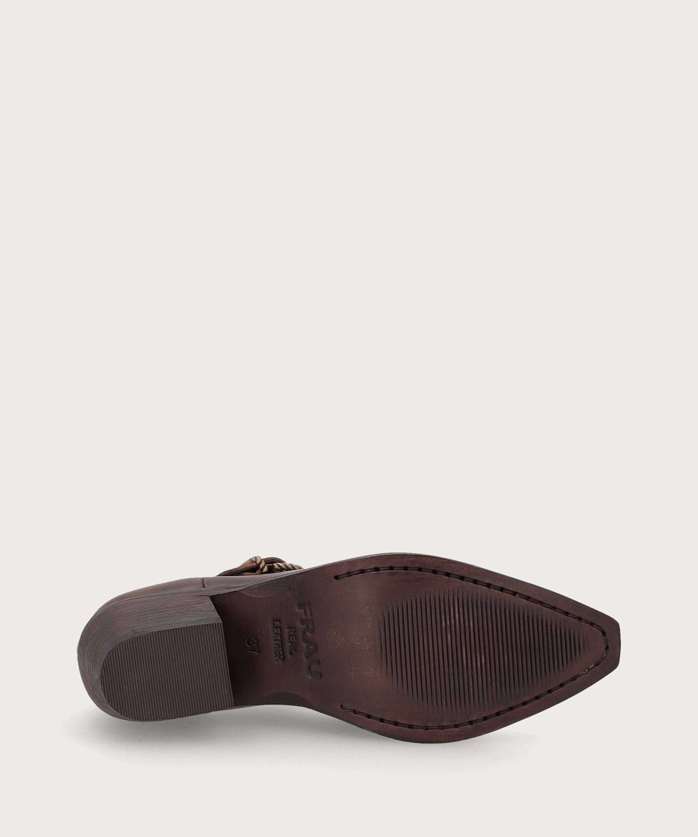 Schuhe mit Absatz im texanischen Stil aus Leder in Vintage-Optik in Braun