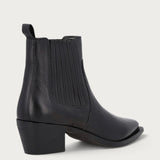 Black leather Texan ankle boots